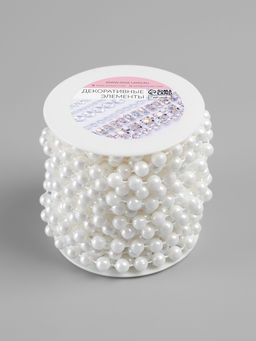 Жемчуг на нитях, круглый, 8 мм, 91 м, белый