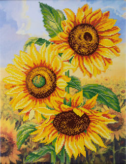 Кристальная (алмазная) мозаика ФРЕЯ ALPD-090 на подрамнике Подсолнухи на закате 30 х 40 см