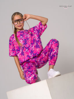 Костюм Daily girl надписи фуксия