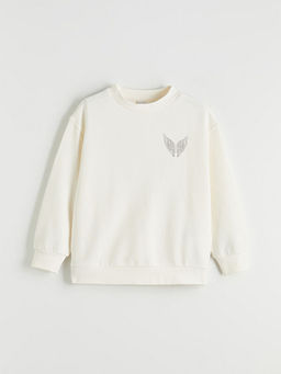 Bisiklet Yaka Bask?l? K?z ?ocuk Sweatshirt