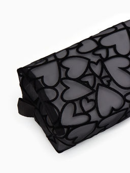 Косметичка квадратная Black beauty, с рисунком, на молнии, чёрная