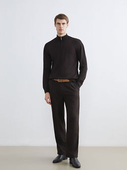 Fermuarl? Dik Yaka Erkek Triko Kazak