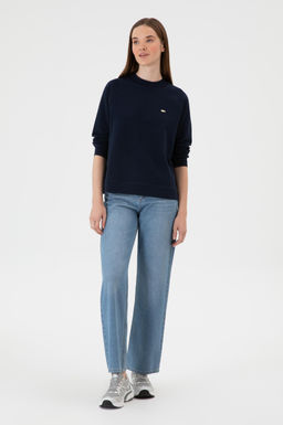 Kad_n Lacivert Regular Bisiklet Yaka Basic Sweatsh_rt