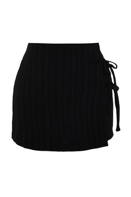 TRENDYOLMILLA Ekru Dokuma Baglamal? Keten Kar?s?ml? Plaj Sort Etek TBESS23SR00044  фото 9