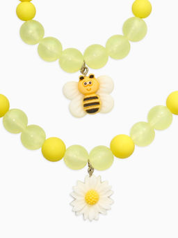Набор детский «Выбражулька. Пчёлка», 2 предмета: бусы, браслет, бело-желтый