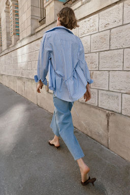 CAMISA OVERSIZE CON CAMISETA CINTUR?N / Azul / Blanco - Zara фото 5