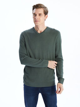 V Yaka Uzun Kollu Erkek Triko Kazak