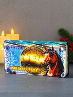 Купюрница подарочная «биткоин с конём: Богатства», 18×9.5×3.5 см