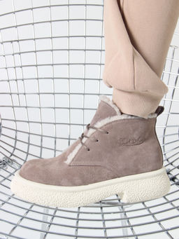 Ботинки 308.агатаw. капучино замша/Шерсть