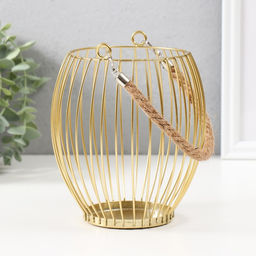 Подсвечник металл на 1 свечу «Корзина», d=10 см, бронза, 15×15×17 см