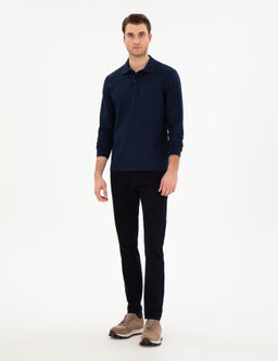 Lacivert Slim Fit K_vr_lmaz Yaka Sweatshirt
