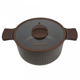 "Stella" Кастрюля с тефлоновым покрытием 3,2л, д23см, h11см, s0,32см, дно д19см, s0,4см, литая, стеклянная жаропрочная крышка, мокко (mokko) (Россия)