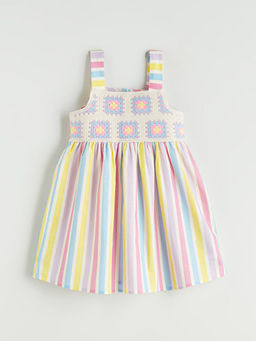 Kare Yaka K?z ?ocuk Keten Elbise