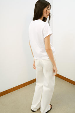 CAMISETA ALGOD?N MANGA CORTA / Blanco - Zara фото 11