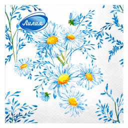 Салфетки бумажные 33х33см "Лилия", 2-х слойные, 20 штук в упаковке, "Прелесть" (Россия)