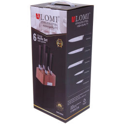 Набор ножей "SHEF" 6предметов (5ножей+подставка), черная ручка