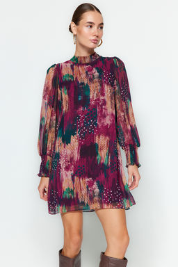 Trendyolmilla Mor Soyut Dokuma K?sl?k Elbise TWOAW24EL00573  фото 5