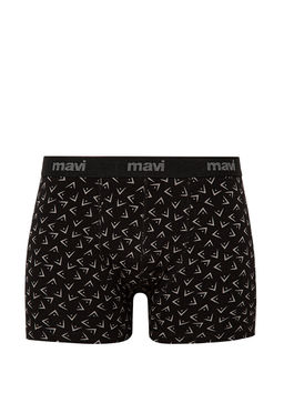 Bask?l? Siyah Boxer