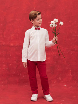 Basic Uzun Kollu Erkek ?ocuk G?mlek ve Papyon