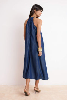 Koyu Mavi Maxi More Sustainable %100 Tencel Denim Elbise TWOSS26EL00355 - Trendyolmilla фото 5