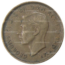 Монета 1/2 пенни 1938 года Австралия