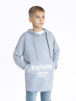 Толстовка детская с капюшоном серая Future