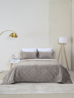 Набор покрывало и чехлы на подушку - Кристалл, цвет какао 220x240