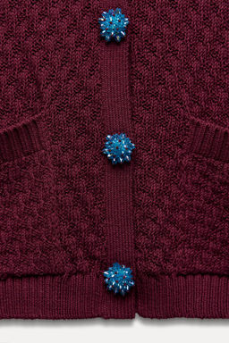 KNIT CARDIGAN WITH GEM BUTTON - Zara фото 9