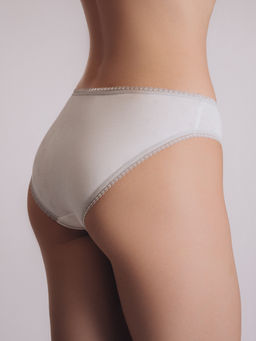 Трусы Indefini белые с кружевом хлопок с эластаном  фото 4