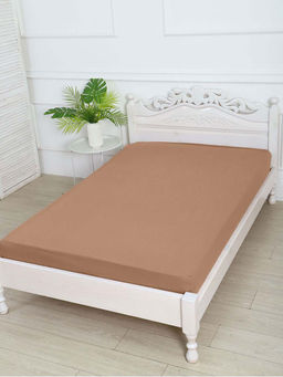 Простыня на резинке из поплина гладкокрашеного - Горький шоколад 160х200х25