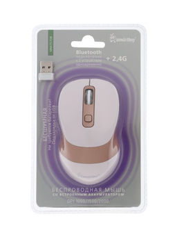 Мышь Smartbuy X57 Dual,беспроводная,BT+USB с зарядкой,4 кнопки, 2000dpi, 300мАч, бежевая