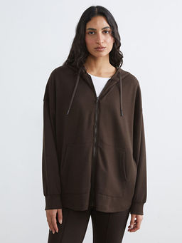 Kap??onlu Soft Touch Kad?n Fermuarl? Sweatshirt