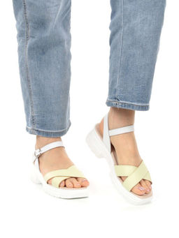 08-PED146-2 WHITE/YELLOW Босоножки женские (натуральная кожа)