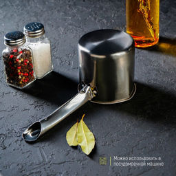 Ковш «Базис», 450 мл, d=10 см, с мерной шкалой, металлическая ручка, нержавеющая сталь