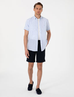 Lacivert Slim Fit Beli Lastikli Ba_c_kl_ Dokuma _ort