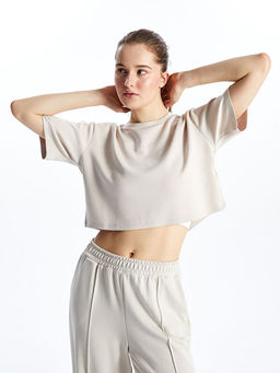 Bisiklet Yaka Crop Kad?n Spor Ti??rt