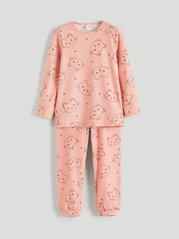 Bisiklet Yaka Polar K?z ?ocuk Pijama Tak?m?