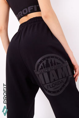 Штаны Майами черные, с черным принтом