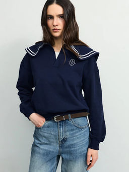 Толстовка из хлопка с отложным воротником / Zarina