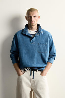 CAMISA POLO DENIM LIGERO LAVADO / Azul claro - Zara фото 2