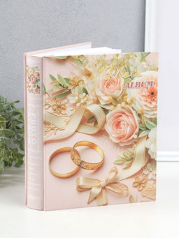 Фотоальбом на 200 фото 10×15 см «Кольца молодых и букет с розами», в коробке, 5.5×20.5×26 см