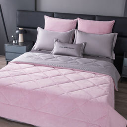 Комплект постельного белья на резинке Сатин Velvet Premium с Одеялом VPR001 180*200*25;160*200*25;140*200*25 Евро 4 Наволочки