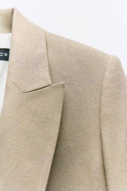LINEN BLEND ROLL-UP SLEEVE OPEN BLAZER - Zara фото 5