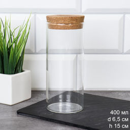 Банка для сыпучих пробковая крышка 400 мл диаметр 65/15 см/ LCSC2118 /уп 120/ - Галеонтрейд фото 7