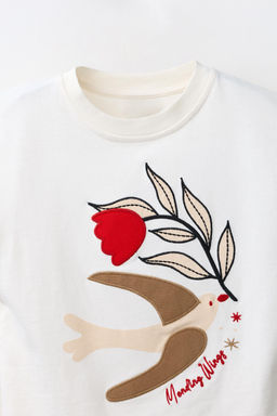 CAMISETA PARCHE BORDADO / Crudo - Zara фото 4