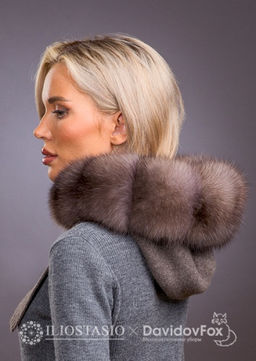 Капор кашемир коричневый соболь лавендер