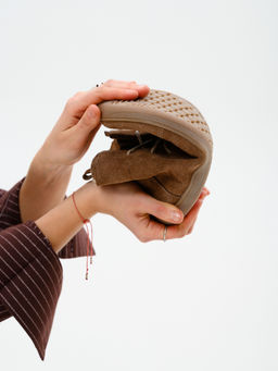 Босоногие ботинки 352.К.NATAbr.Серо-коричневая замша/кожаная подкладка