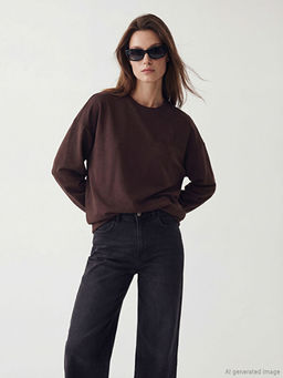 Bisiklet Yaka Nak??l? Kad?n Sweatshirt Tunik