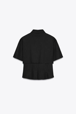 FITTED DOUBLE-LAYER LINEN BLEND SHIRT - Zara фото 13