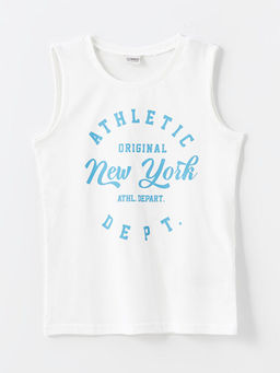 Bisiklet Yaka Bask?l? Erkek ?ocuk Atlet